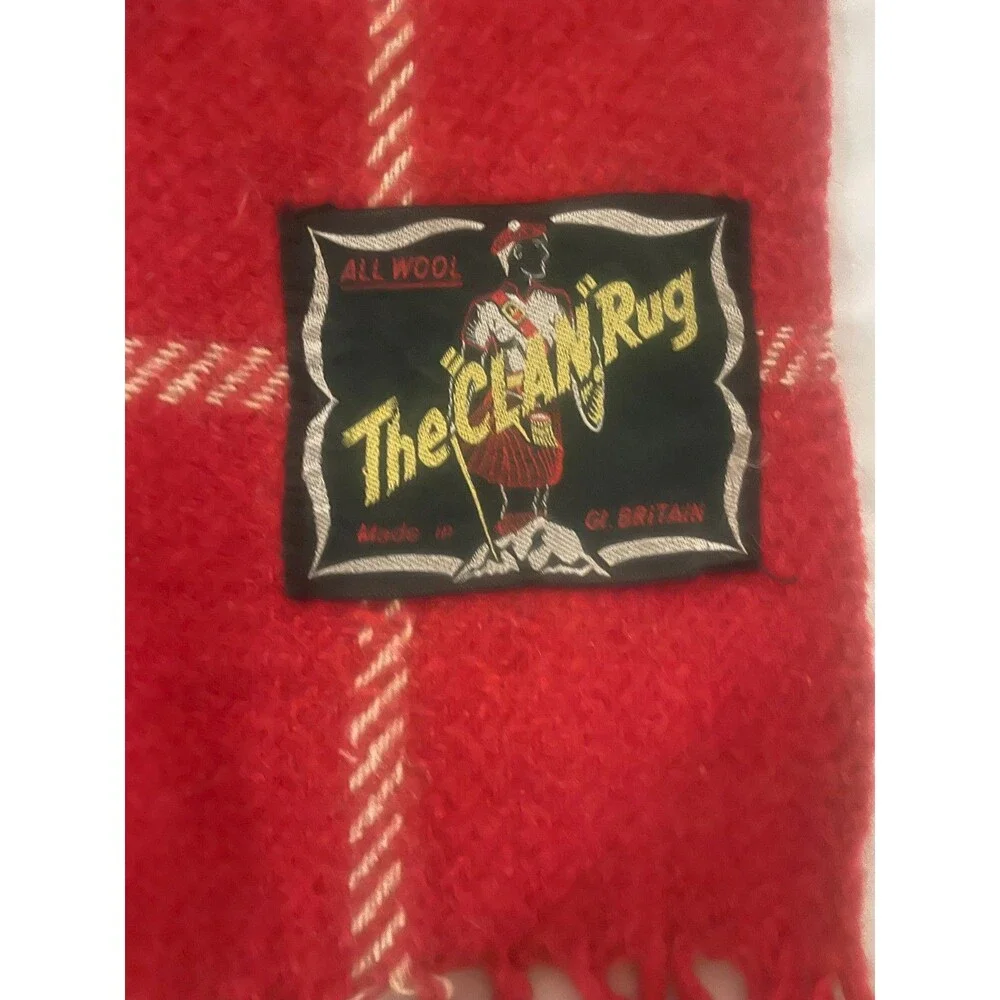 Red and Black Vintage tartan wool blanket